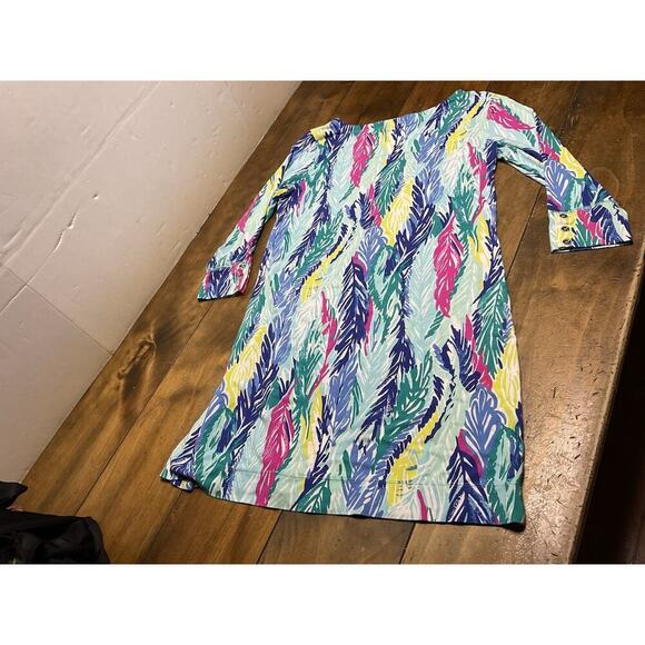 Lilly Pulitzer Dress Womens L Blue Tropical Sophie Light as a Feather UPF 50+ - Picture 10 of 10